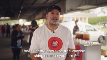 Man being interviewed about finding out about the free shingles vaccine
