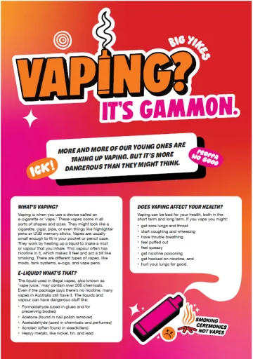 Vaping? It's gammon – First Nations frequently asked questions for parents and caregivers