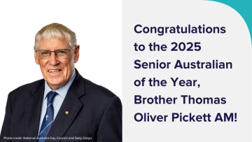 Photo of the 2025 Senior of the year Brother Thomas Oliver Pickett AM