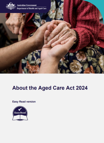 About the Aged Care Act 2024 - cover image of clasped hands.