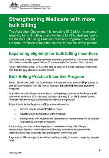 New medicare bulk billing incentives