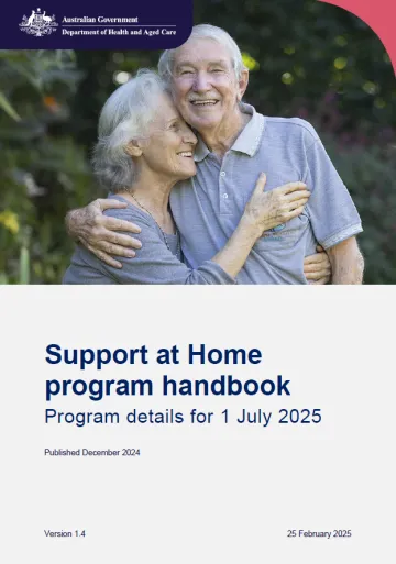 Cover page Support at home program handbook