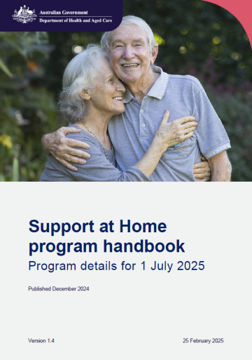 Cover page Support at home program handbook