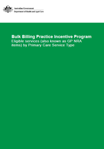 Bulk Billing Practice Incentive Program: Eligible Services