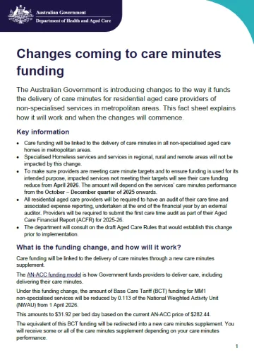 Changes coming to care minutes funding (March 2025)