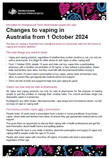 Cover image Vaping fact sheet for First Nations people who vape