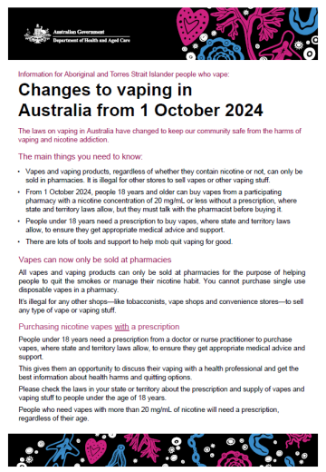 Cover image Vaping fact sheet for First Nations people who vape