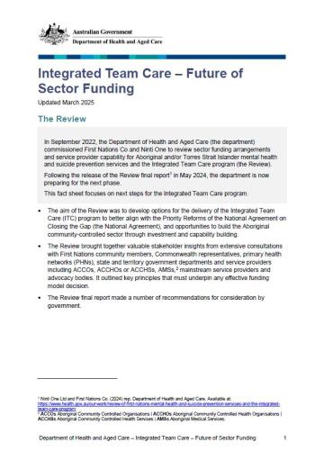 Integrated Team Care program – transition fact sheet and FAQs