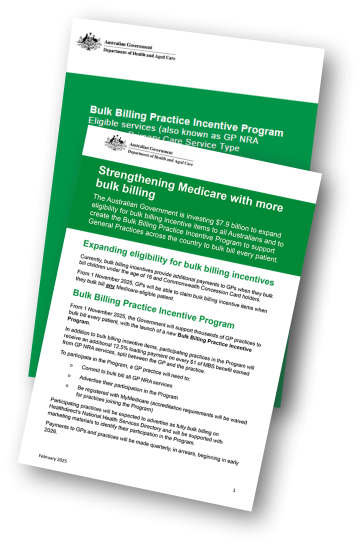 Collection of bulk billing cover pages