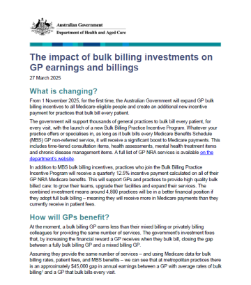 The impact of bulk billing investments on GP earnings and billings