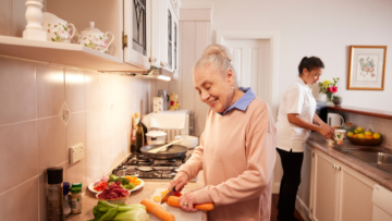 Elderly female at home in her kitchen