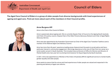 Aged Care Council of Elders – Council member profiles (update April 2025)