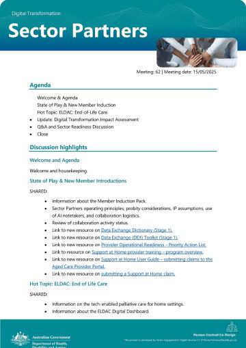 Digital Transformation Sector Partners meeting summary #62 cover page