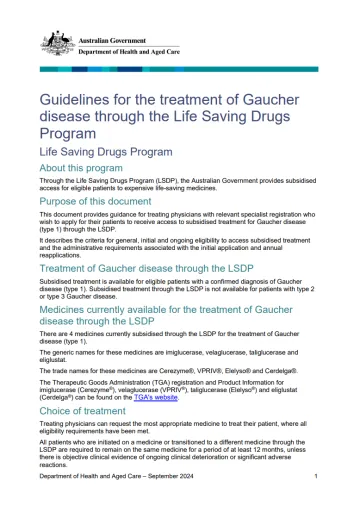 Life Saving Drugs Program resources – Gaucher disease