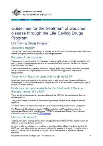 Life Saving Drugs Program resources – Gaucher disease