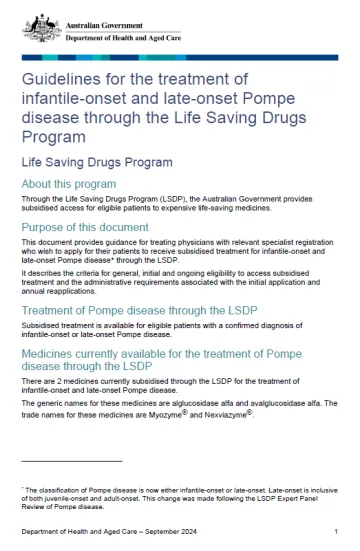 Life Saving Drugs Program resources – Pompe disease