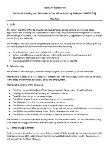 NNMEAN Terms of Reference cover page