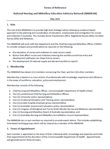 NNMEAN Terms of Reference cover page