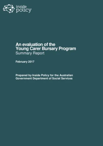 An evaluation of the Young Carer Bursary Program – Summary report cover page