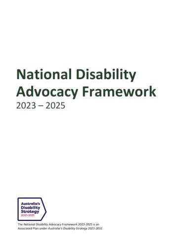 National Disability Advocacy Framework 2023–2025 cover page