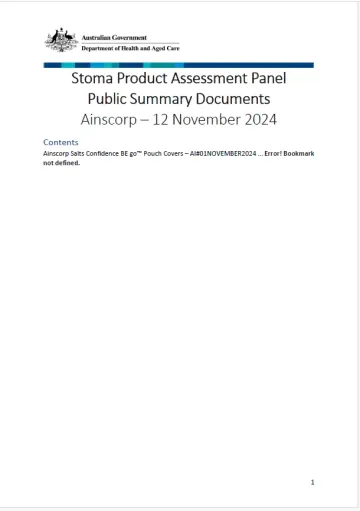 Stoma Product Assessment Panel public summary documents – November meeting 2024