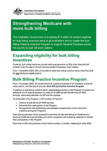 Strengthening Medicare with  more bulk billing