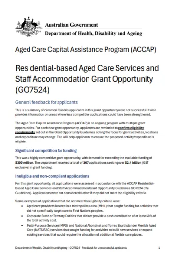 ACCAP Grant opportunities (GO7524) cover page