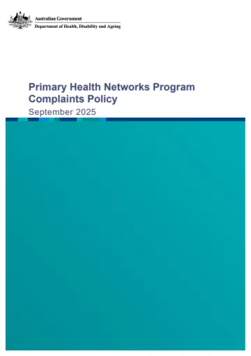 Primary Health Networks Program Complaints Policy cover image