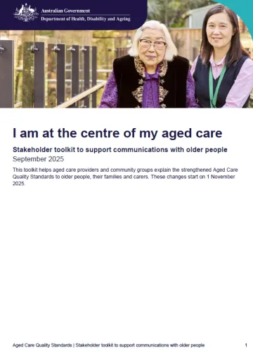 Quality Standards – Communication toolkit for older people cover page