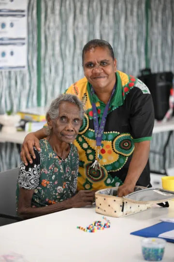 Indigenous health worker and woman crafts and beading-resized