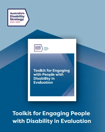 Cover page for the Toolkit for engaging with people with disability in evaluation