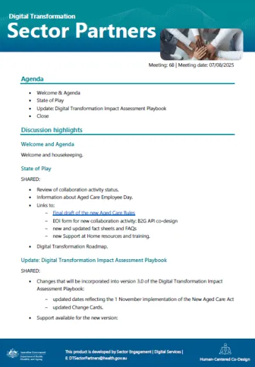 Digital Transformation Sector Partners meeting summary – 07 August 2025 cover page