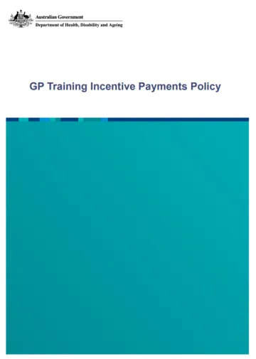GP Training Incentive Payments Policy cover page