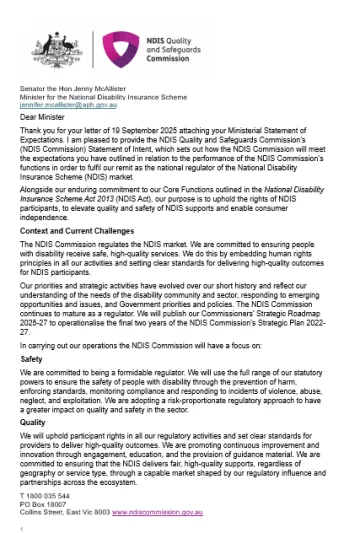 NDIS Commission Statement of Intent cover image