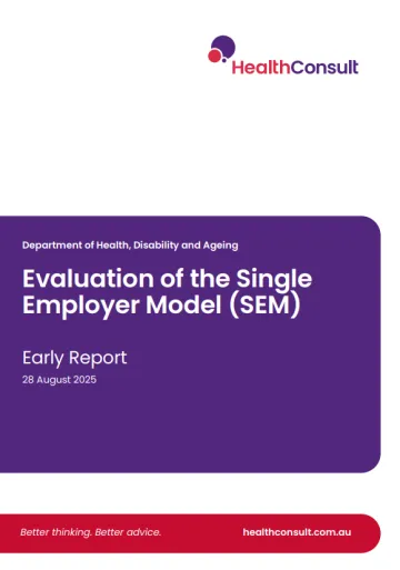 Cover page for the Evaluation of the Single Enployer Model (SEM)