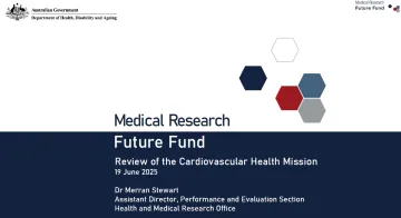 Cover image for the MRFF presentation – From research to translation – Cardiovascular Health Mission – 19 June 2025