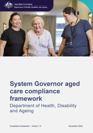 Cover page for the System Governor aged care compliance framework