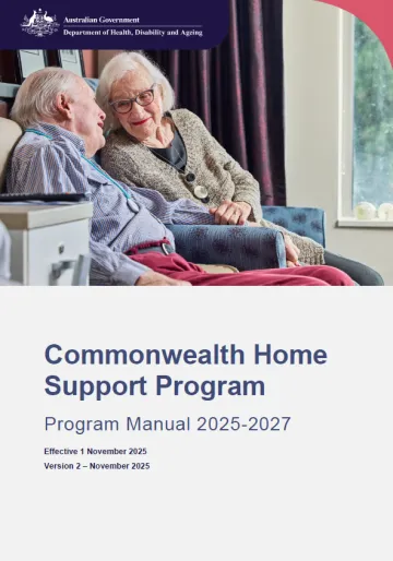 Cover page for the CHSP Program Manual 2025-27 (update 1 December 2025)