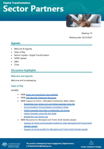 Digital Transformation Sector Partners meeting summary – 30 October 2025