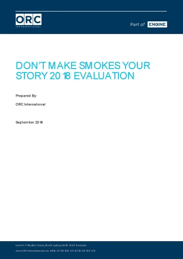 Cover image for the Don’t Make Smokes Your Story campaign – 2017 evaluation report
