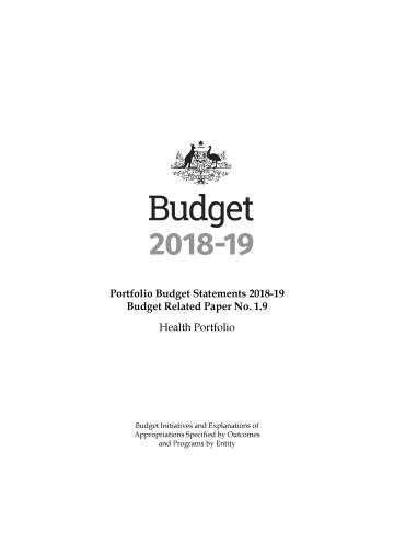 Cover image for Health Portfolio Budget Statements 2018 to 2019