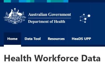 Screenshot of Health Workforce Data site home page