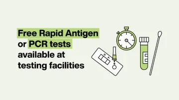 Free Rapid Antigen and PCR tests available at testing facilities