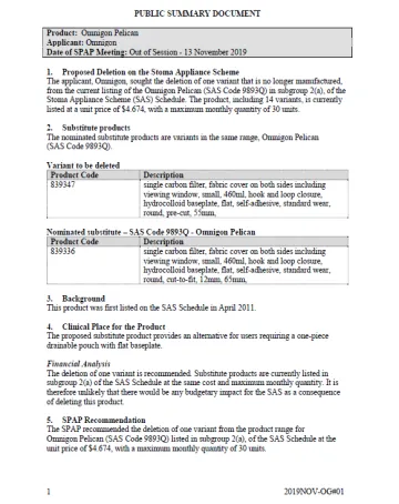 Cover image for SPAP public summary documents – November 2019 – Omnigon Pelican
