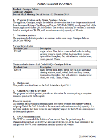 Cover image for SPAP public summary documents – November 2019 – Omnigon Pelican