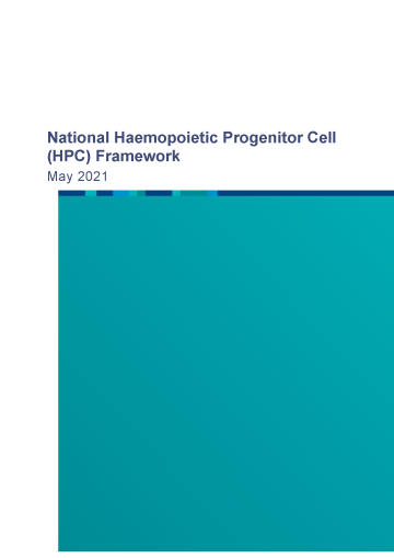 Cover page from National Haemopoietic Progenitor Cell (HPC) Framework