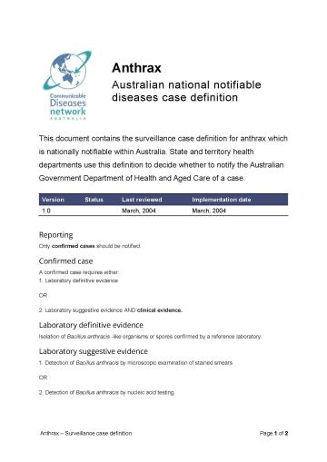 CDNA disease surveillance case definitions