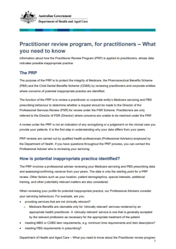 Cover image for Practitioner Review Program fact sheet
