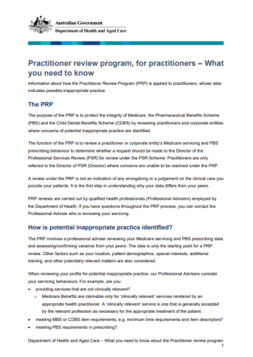 Cover image for Practitioner Review Program fact sheet