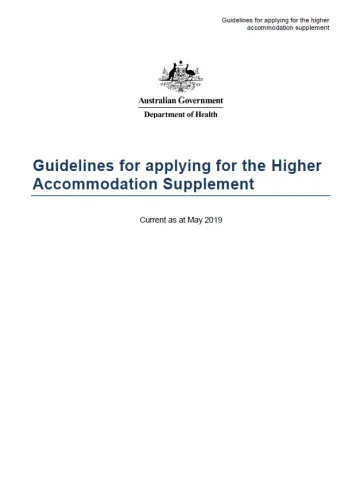 Guidelines for Applying for the Higher Accommodation Supplement cover image
